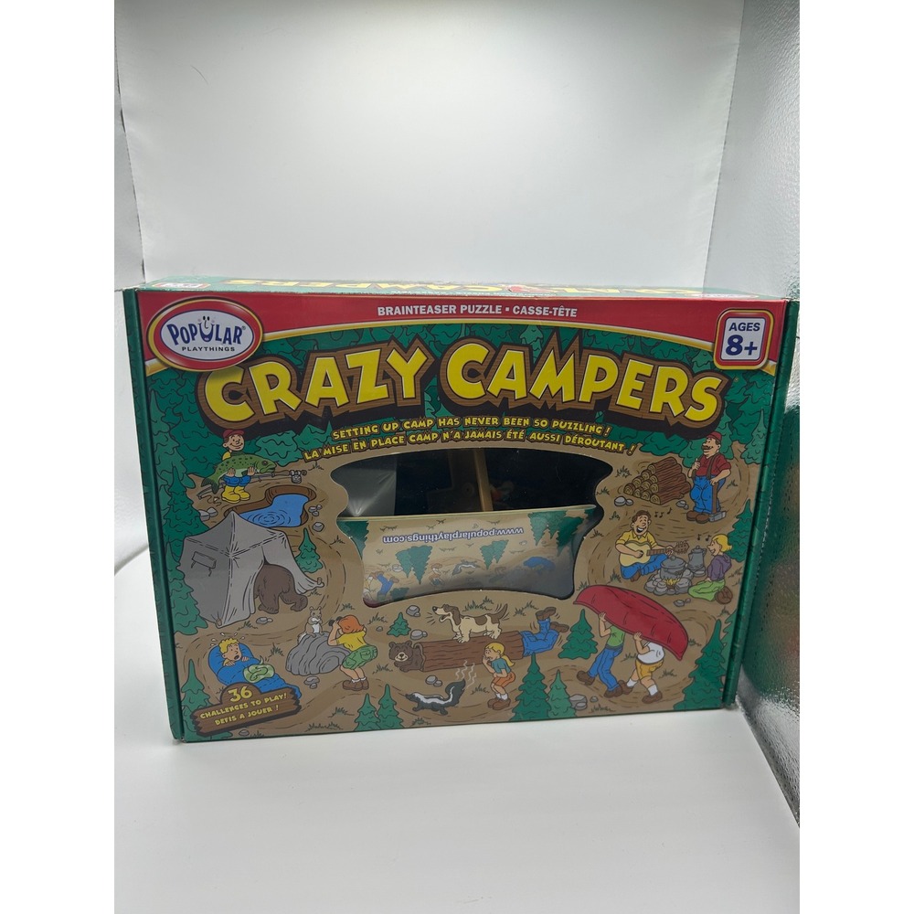 Popular Playthings Crazy Campers Brainteaser Puzzle Game 36 Challenges Ages 8+